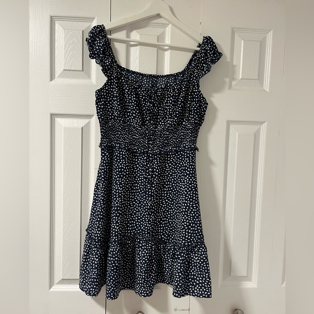 Navy & White print summer dress